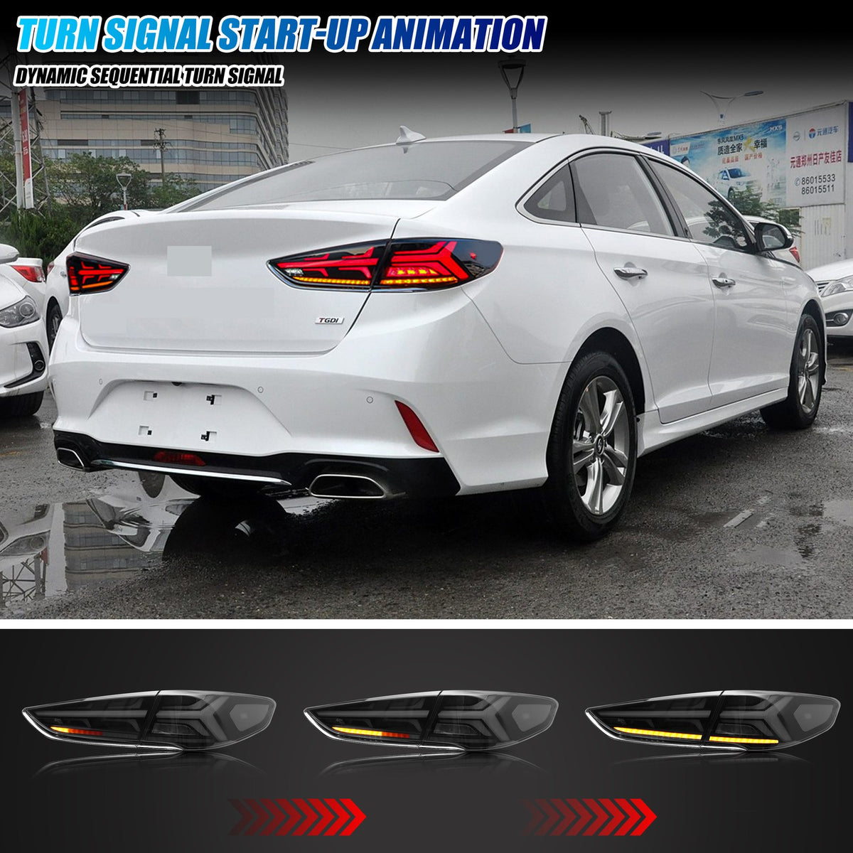 Sequential LED turn signal on the 2018-2019 Hyundai Sonata tail light
