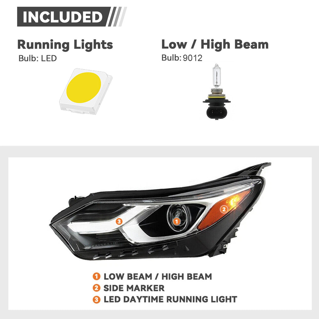 Right halogen headlight side angle for 2018-2021 Chevy Equinox