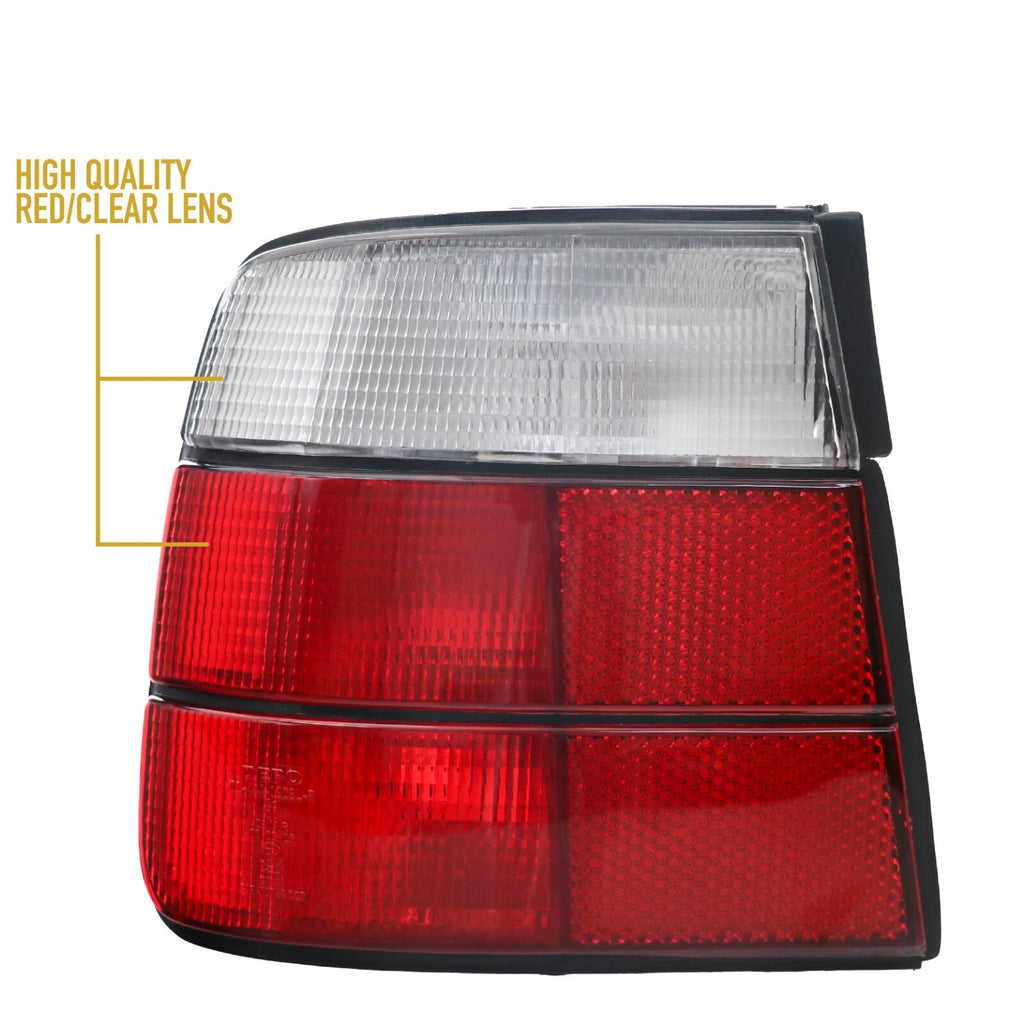High quality red/clear lens on the E34 outer tail light