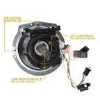 Back of the headlight with OEM mounting tabs