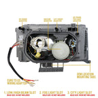 Back of the headlight with bulb slots