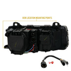Back of the headlight with mounting points and wiring adapter