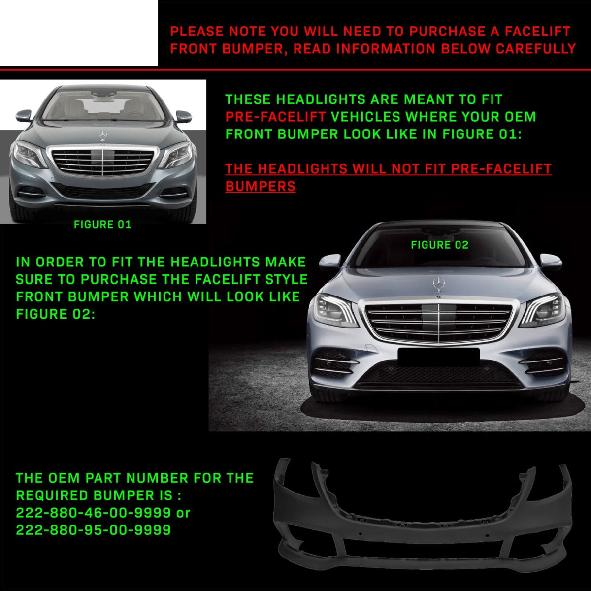 Facelift bumper requirement