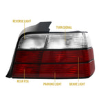 E36 sedan tail light functions: reverse, turn signal, rear fog, parking, brake