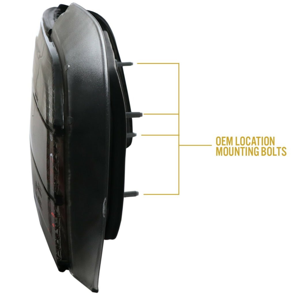 Side view of the E36 coupe tail light with OEM mounting bolts