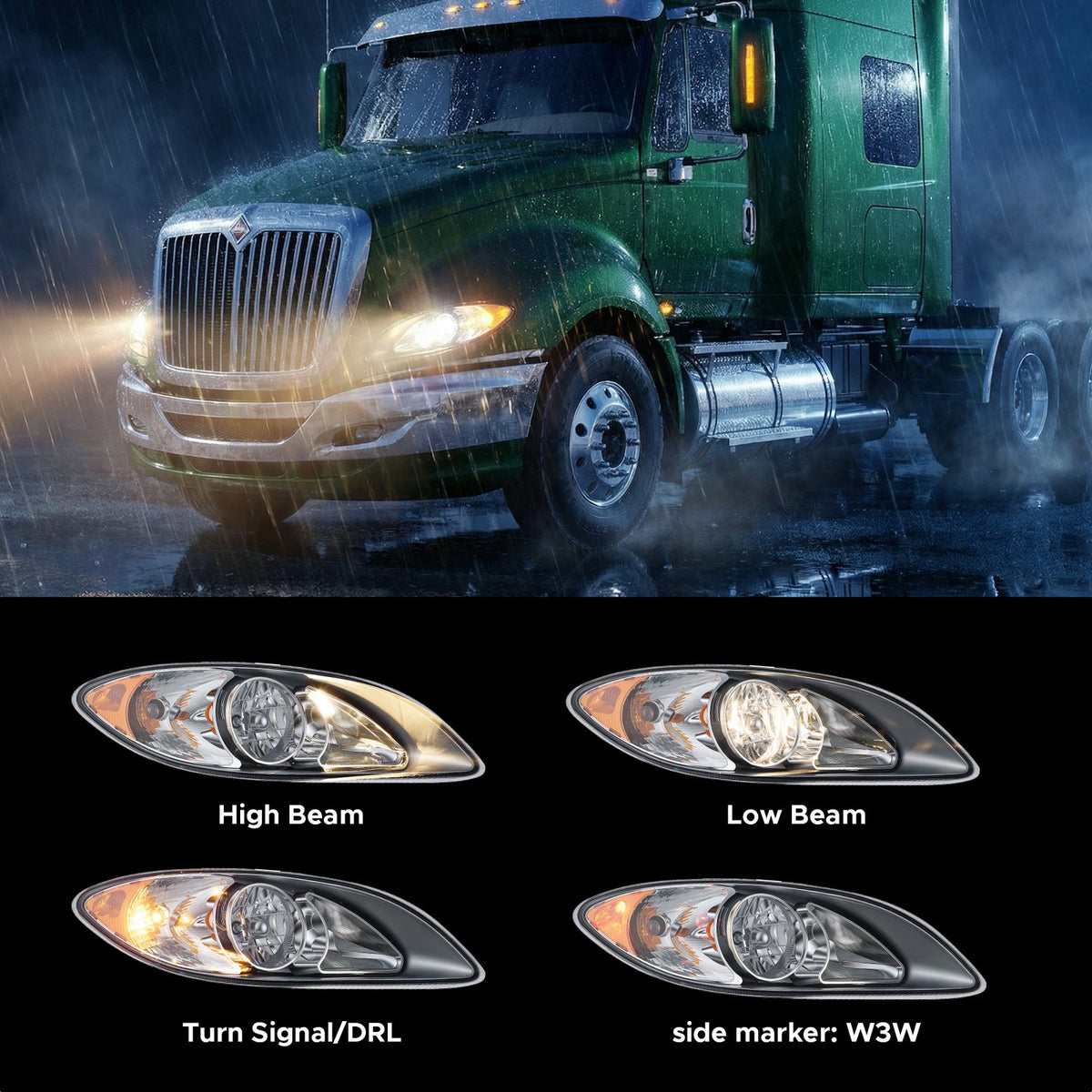 Chrome Halogen headlight features and specifications for 2008-2016 International ProStar (image 2)