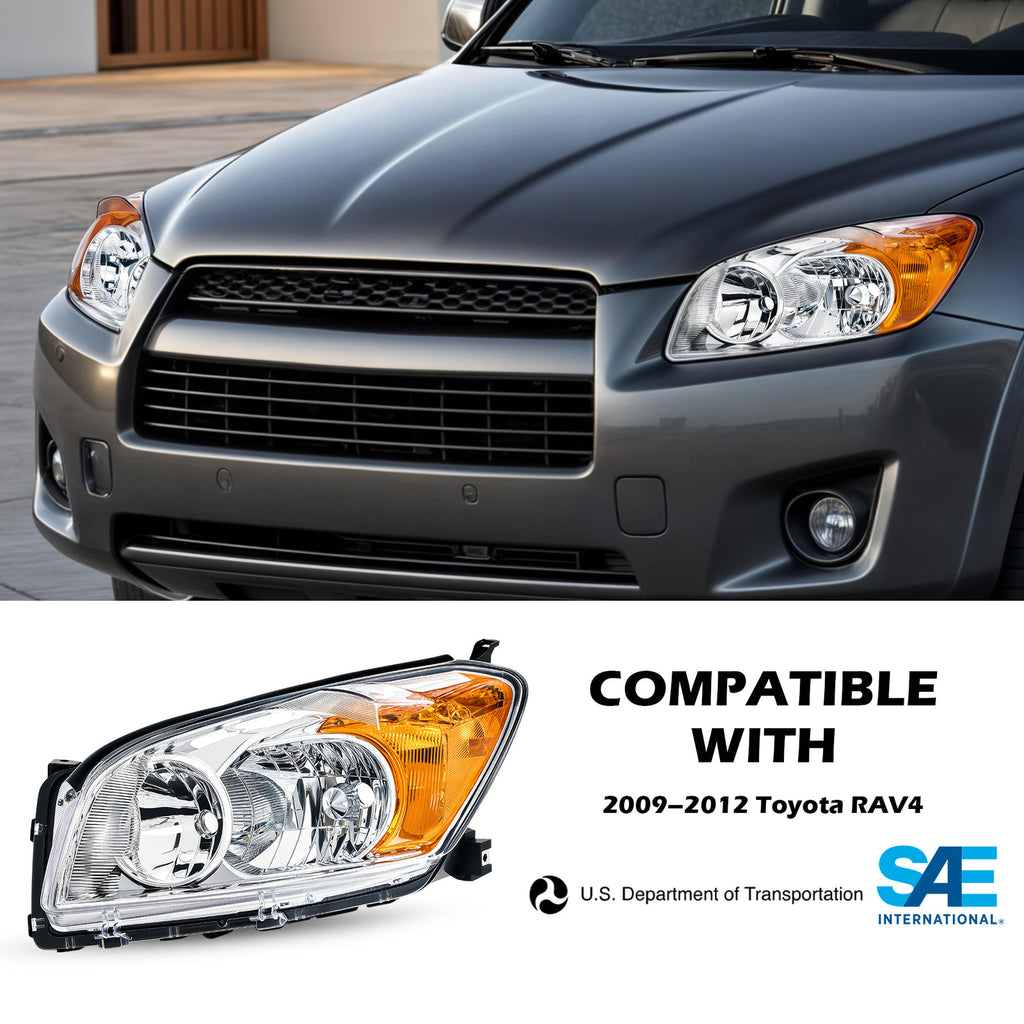 Fitment chart for Chrome Halogen headlights, 2009-2012 Toyota RAV4