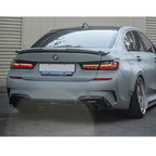 Another view of the LED tail lights installed on a 2019-2025 BMW 3 Series G20 / M3 G80