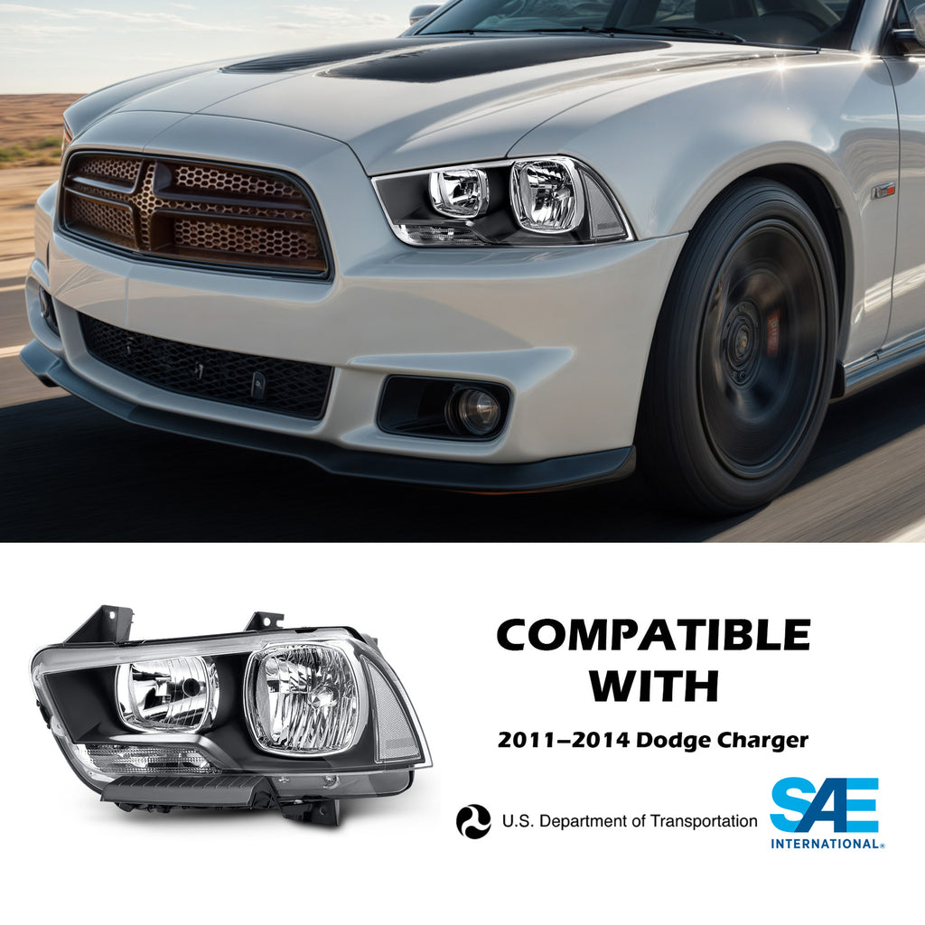 Fitment chart for Black Halogen headlights, 2011-2014 Dodge Charger