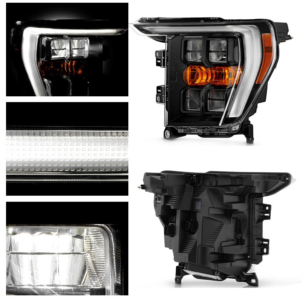 Pair LED headlight rear housing angle for 2021-2023 Ford F-150