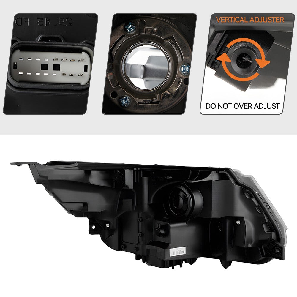 Left LED headlight lens close-up for 2016-2018 Ford Explorer Sport