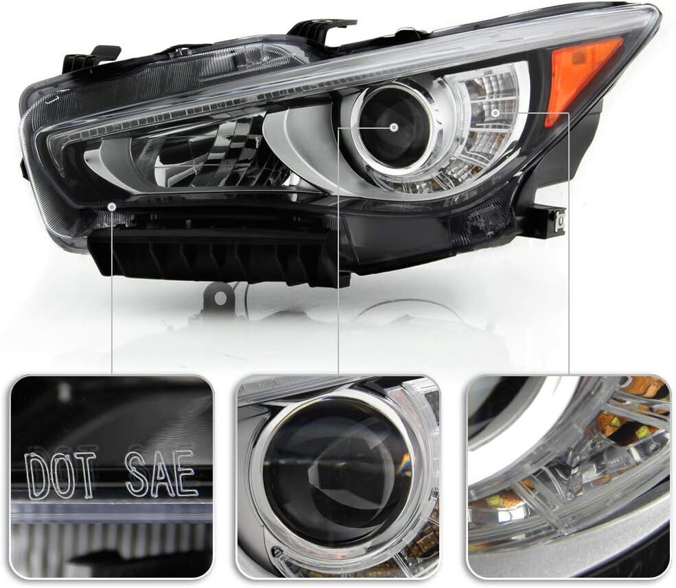 Right LED headlight side angle for 2016-2019 Infiniti Q50