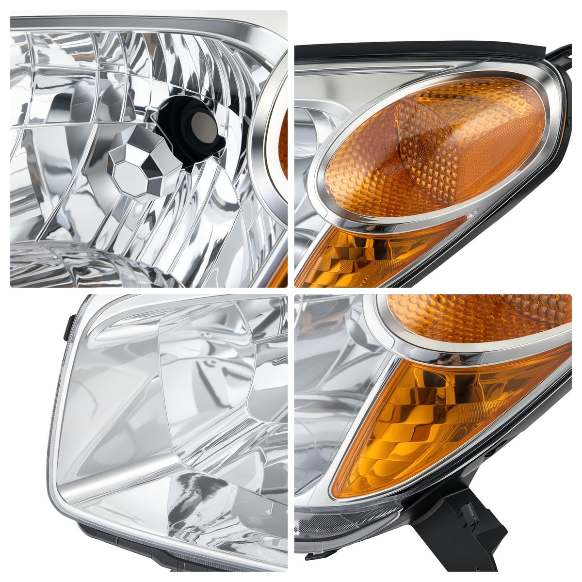 Passenger side Chrome Halogen headlight close-up for 2004-2005 Toyota RAV4