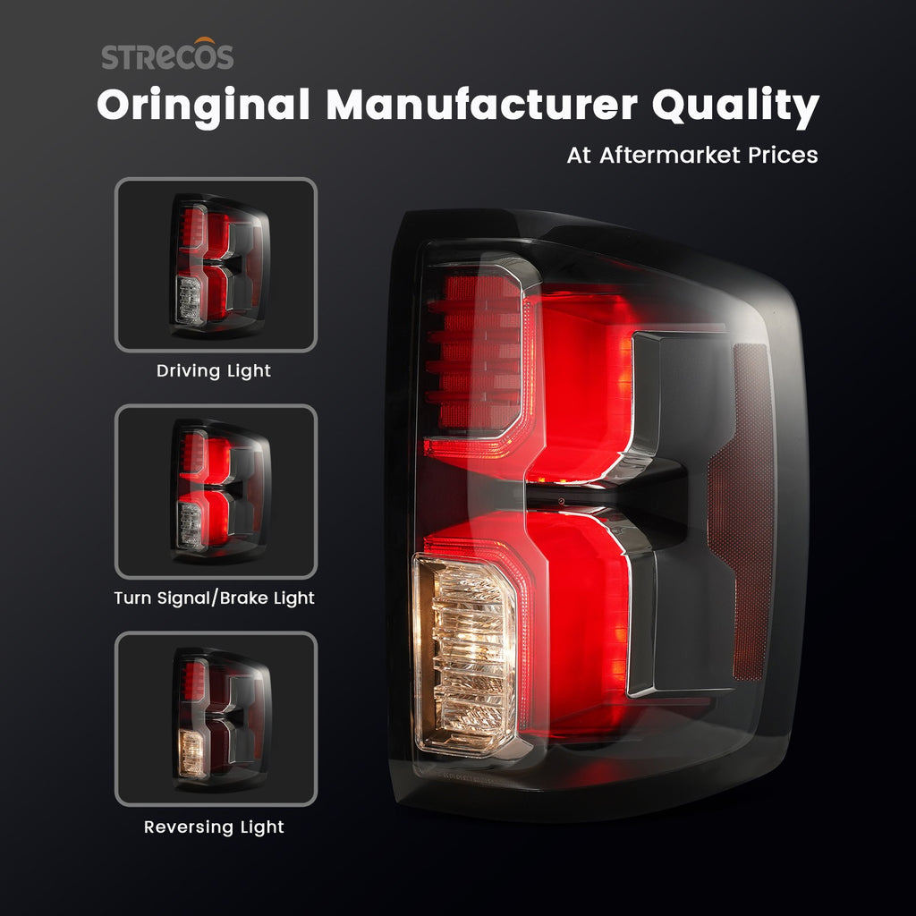 black LED tail light view 6 for Chevy Silverado 1500 Halogen Models (2014-2018)