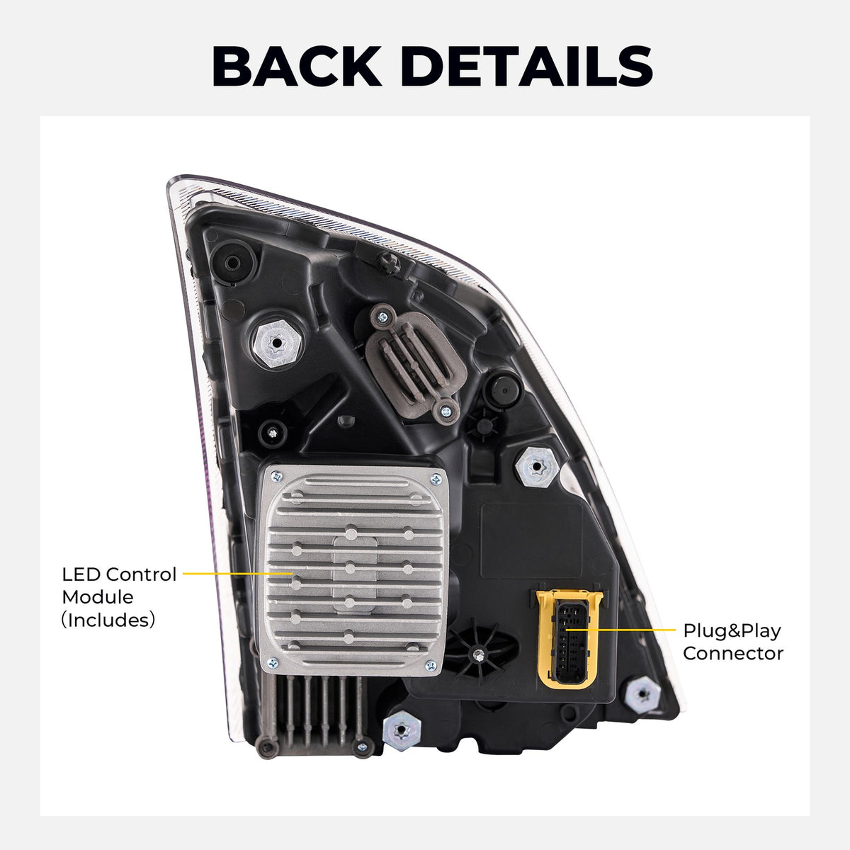 Black Full LED headlight features and specifications for 2018-2024 Volvo VNL VNR (image 2)