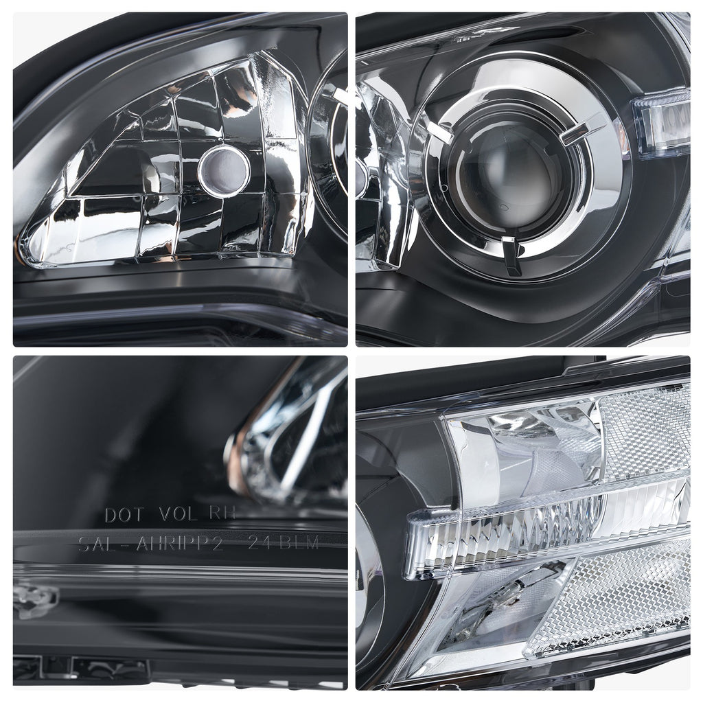 Passenger side Black Projector Halogen headlight close-up for 2005-2007 Subaru Legacy Outback