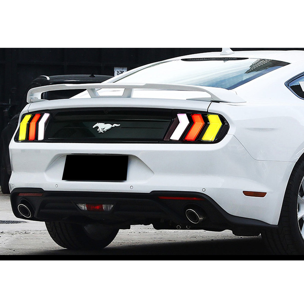 Another view of the LED tail lights installed on a 2015-2023 Ford Mustang