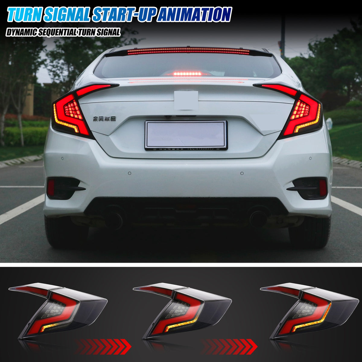 Sequential LED turn signal on the 2016-2021 Honda Civic tail light
