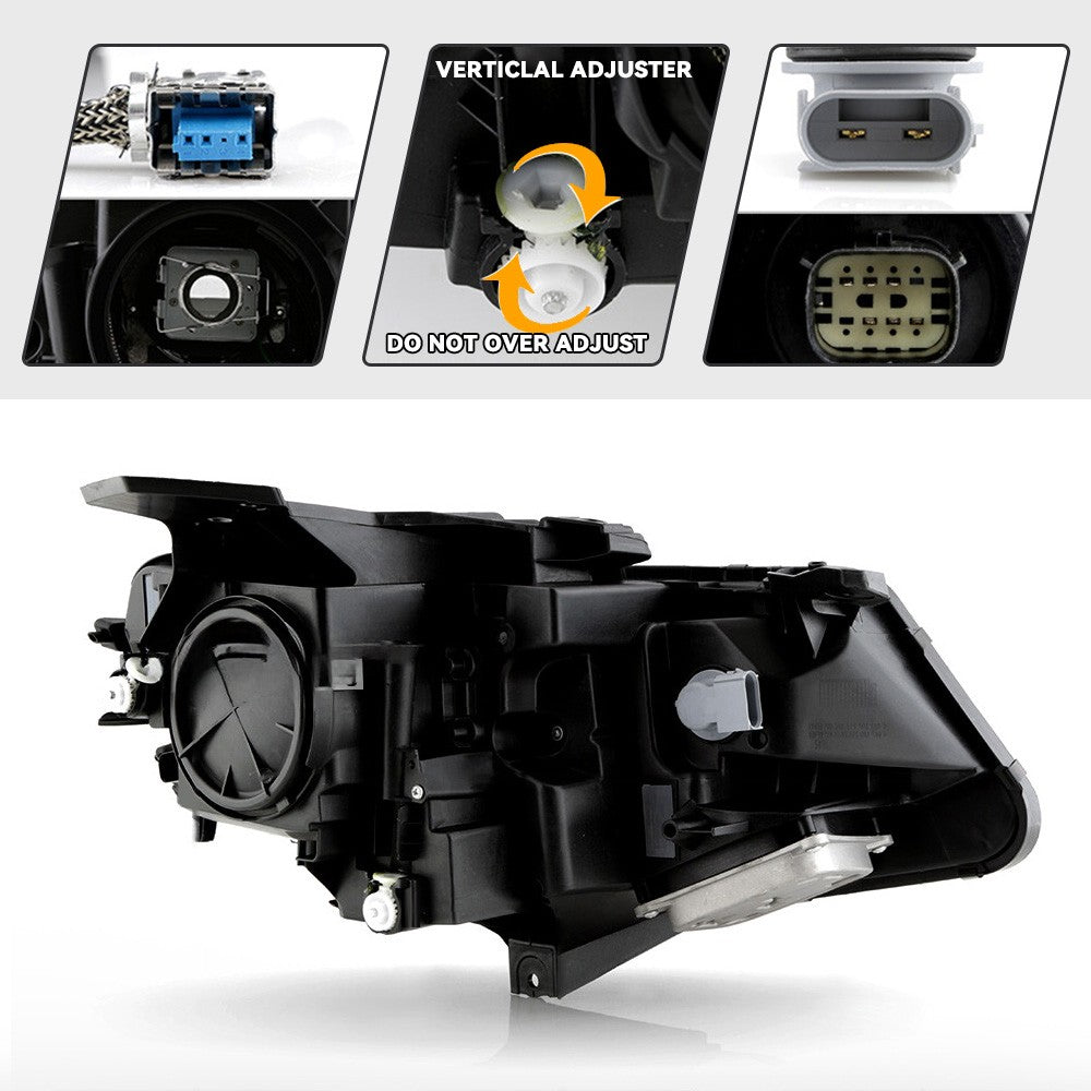 Left HID headlight lens close-up for 2016-2024 Chevy Camaro