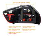 Back of the E90 tail light showing bulb sockets (921 and 7506) and mounting studs