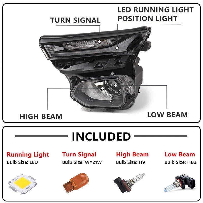 Right halogen headlight side angle for 2021-2023 Chevrolet Trailblazer