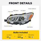 Headlight bulb size diagram for 2015-2020 Subaru WRX Chrome Projector Halogen headlights