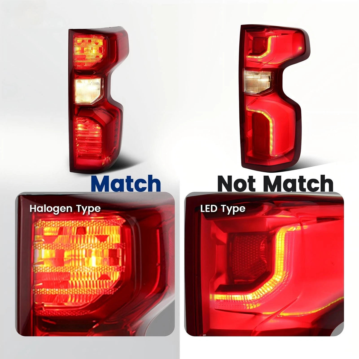 chrome halogen tail light view 6 for Chevy Silverado 1500 (2019-2026)