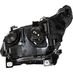 Passenger side Black Halogen Angel Eye headlight close-up for 2004-2010 BMW 5 Series E60 E61