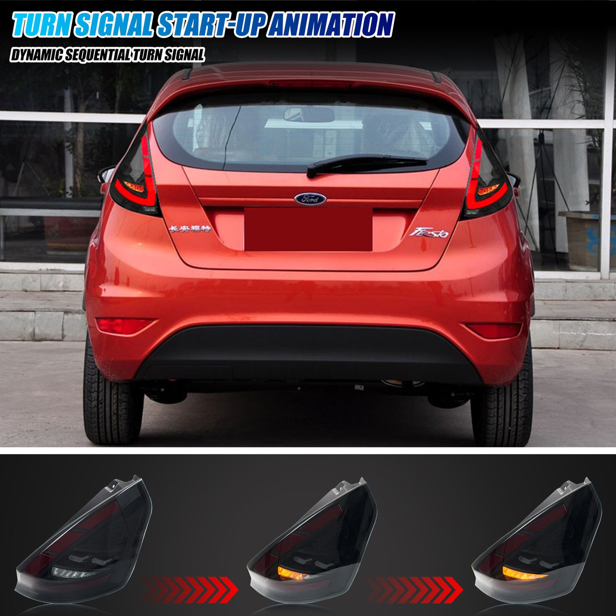 Sequential LED turn signal on the 2011-2019 Ford Fiesta Hatchback tail light
