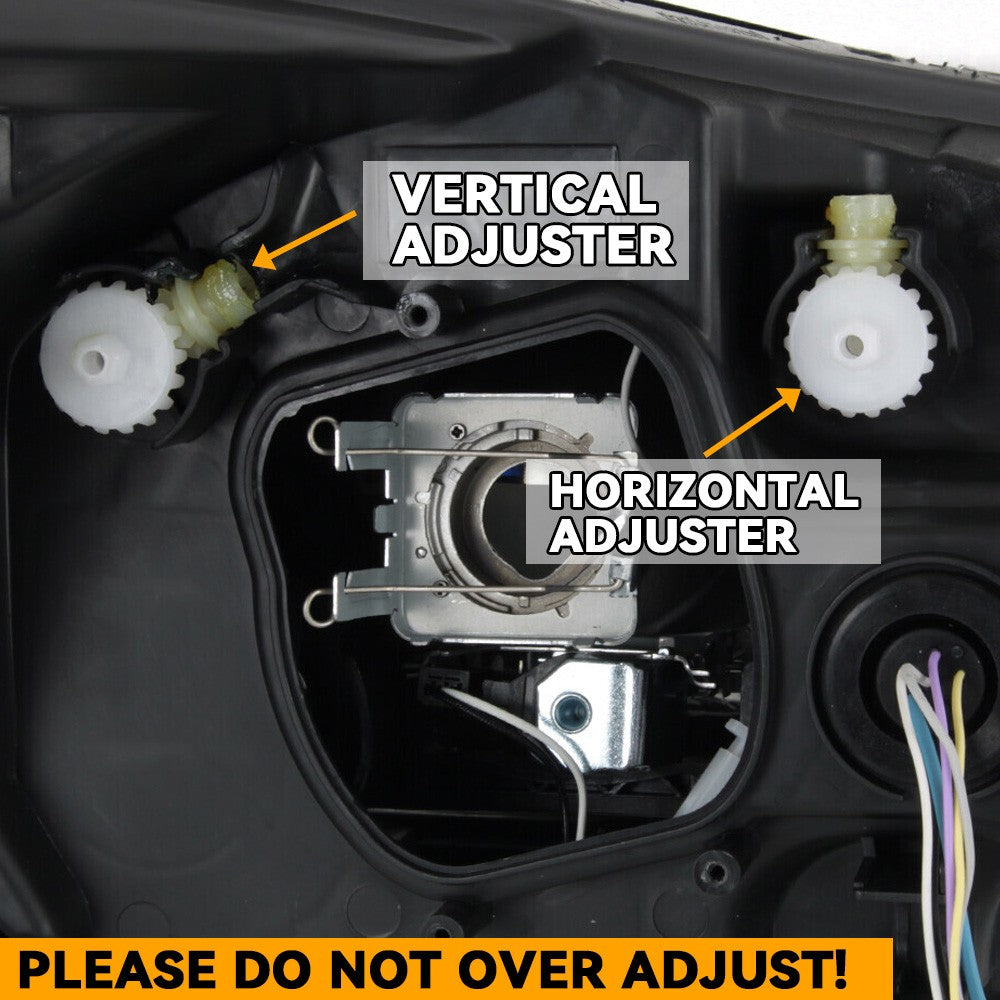 Adjuster location diagram for 2013-2015 Chevrolet Malibu headlights