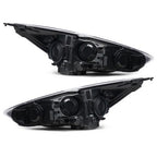 Passenger side Black Halogen headlight close-up for 2015-2018 Ford Focus