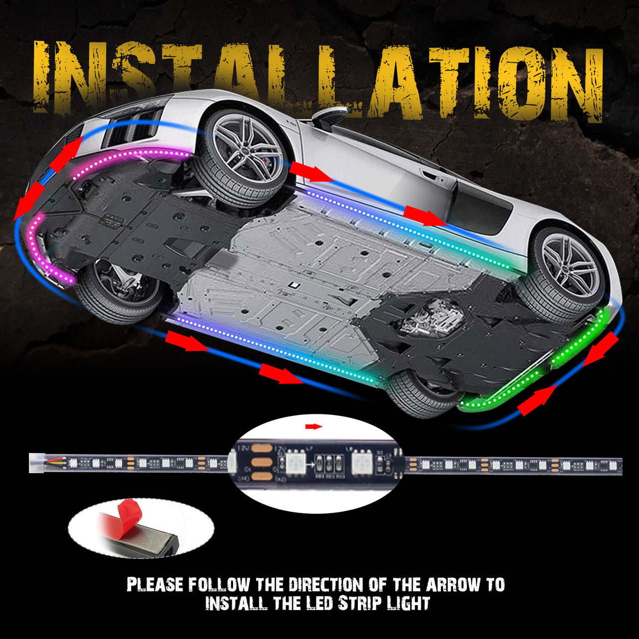 LED Under Body Fender Bumper Kit for Jeep Wrangler Flexible Wireless Lighting