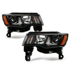 Black Halogen Projector Headlights Pair w/ Bulbs for Jeep Grand Cherokee (2017-2021) & 2022 WK