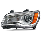 Driver side Chrome HID Projector headlight close-up for 2011-2014 Chrysler 300