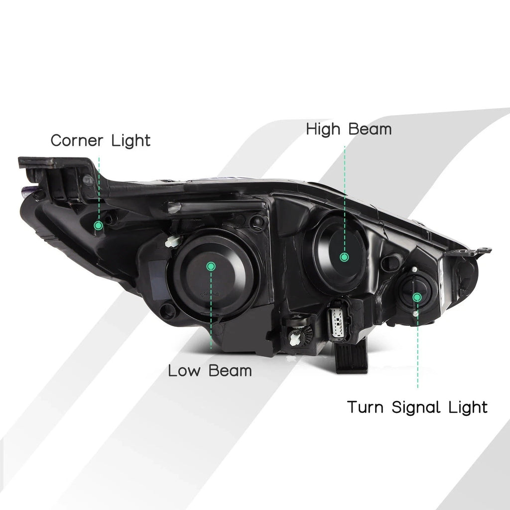 Light functions rear angle diagram for 2014-2019 Ford Fiesta headlights