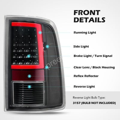 black LED tail light view 6 for Ram 1500 2500 3500 (2009-2018)