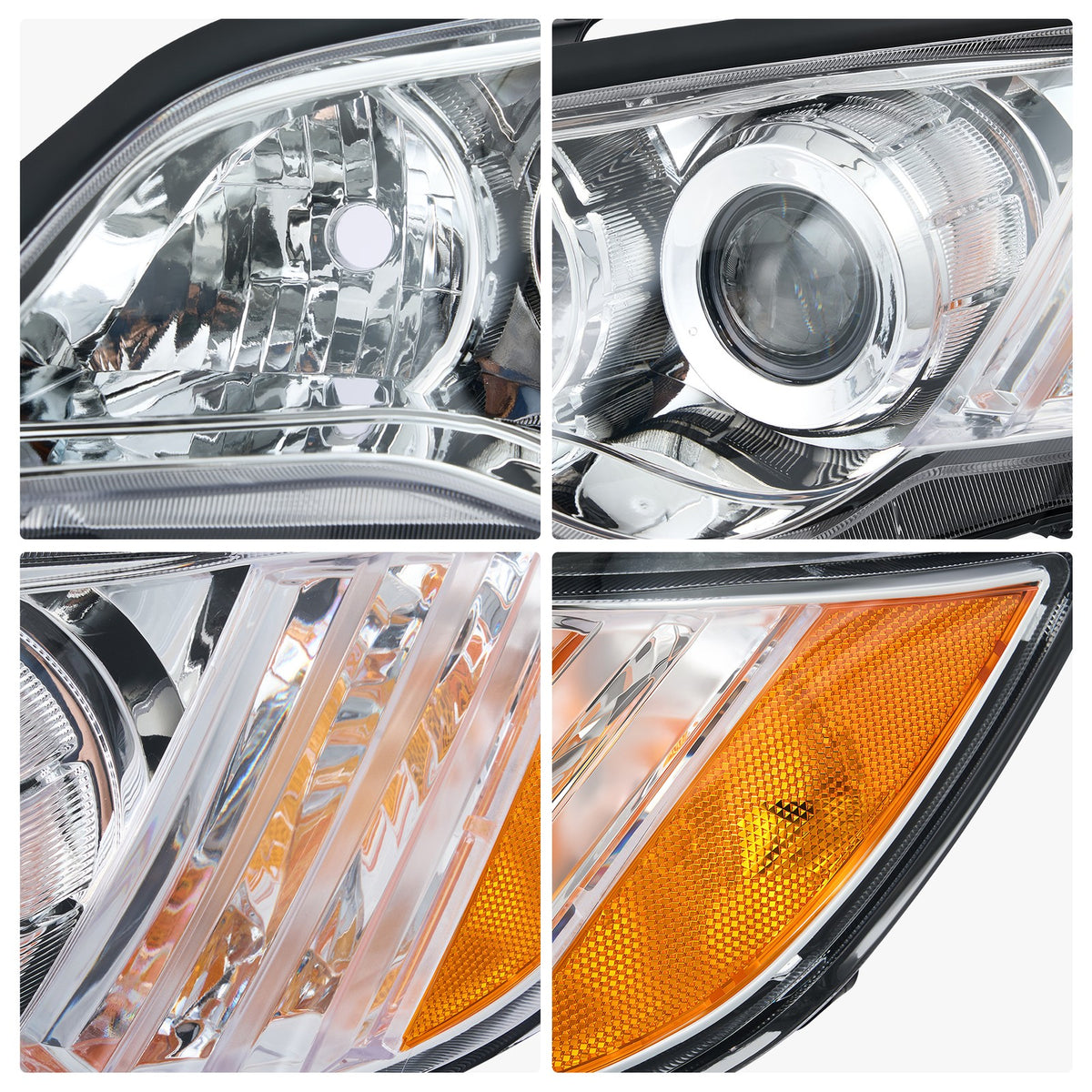 Passenger side Chrome Projector Halogen headlight close-up for 2008-2009 Subaru Outback