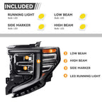 Pair LED headlight rear housing angle for 2022-2026 GMC Sierra 1500