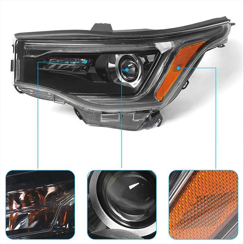 Left halogen headlight lens close-up for 2017-2019 GMC Acadia