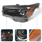Left halogen headlight lens close-up for 2017-2019 GMC Acadia