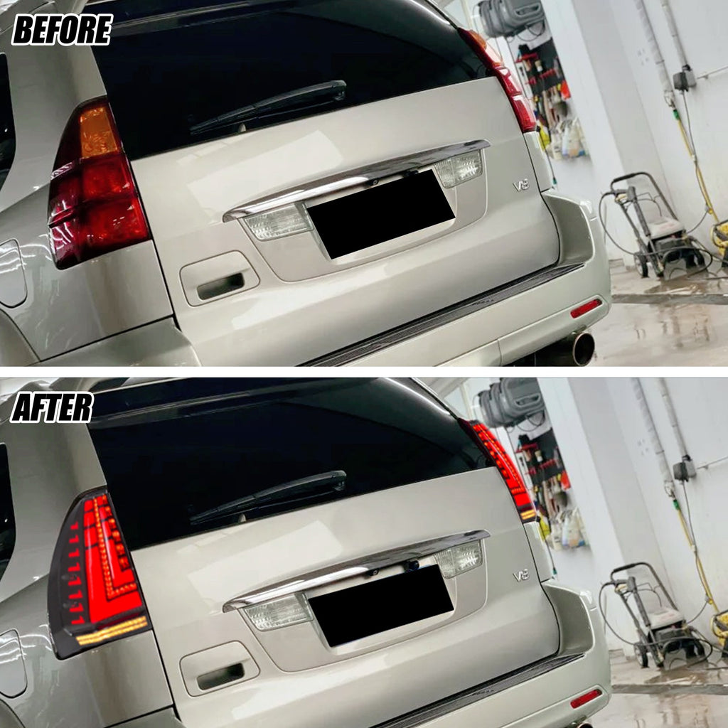 Before and after: factory vs LED tail lights on a 2003-2009 Lexus GX470