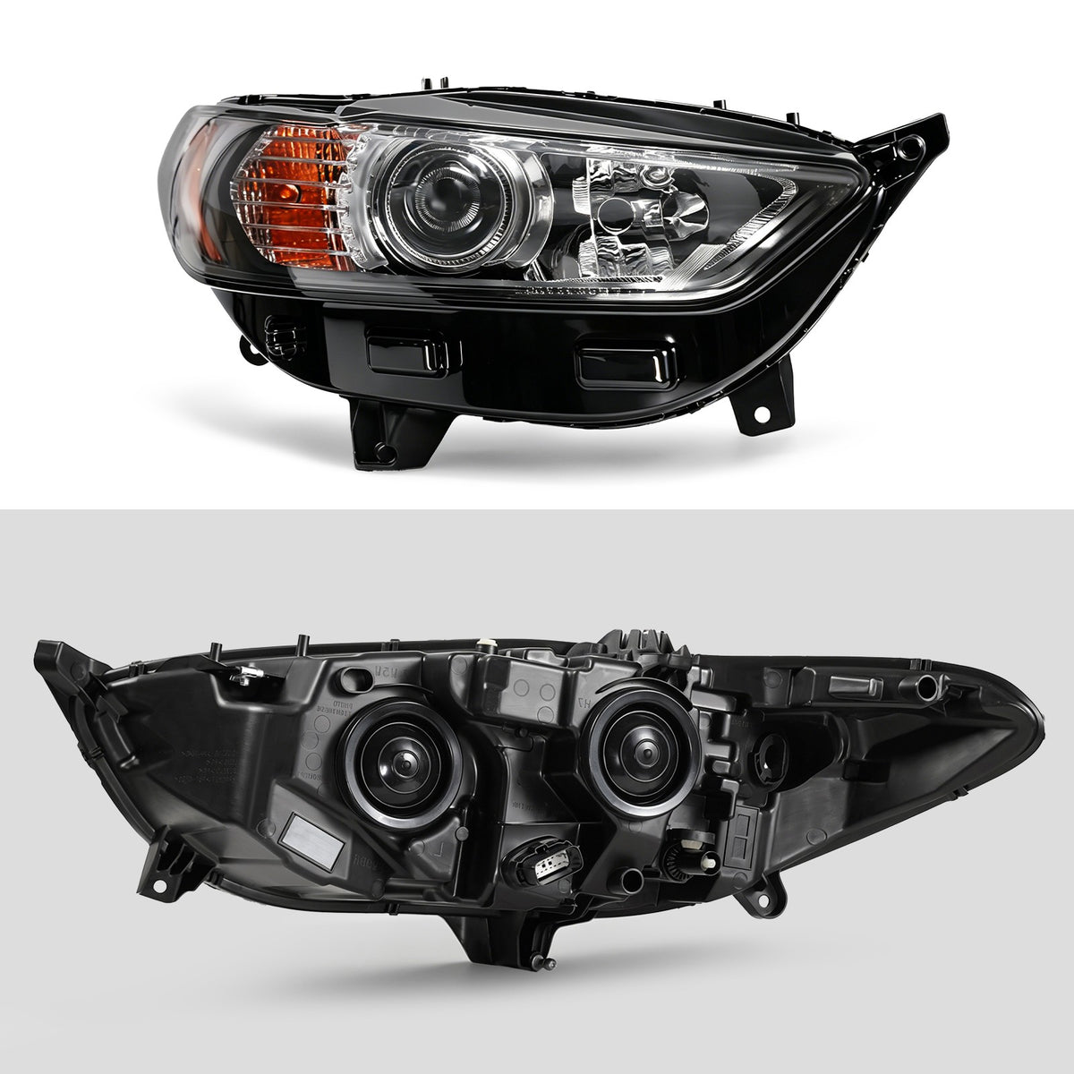 Pair halogen projector headlight rear housing angle for 2013-2016 Ford Fusion