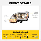 Headlight bulb size diagram for 2007-2012 GMC Acadia Chrome Projector Halogen headlights