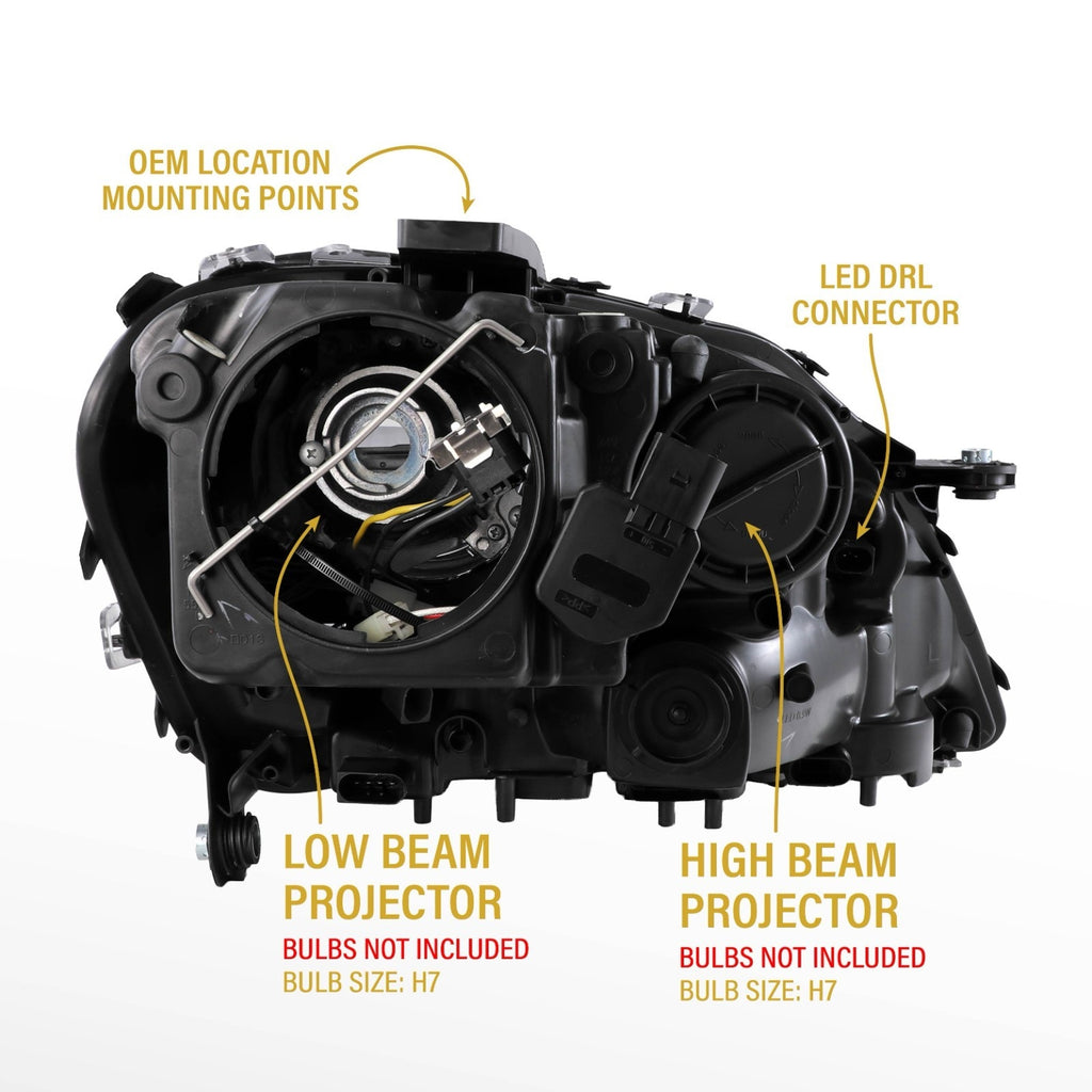 Back of the headlight with LED DRL connector