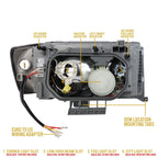 Back of the headlight with bulb slots