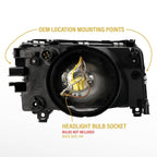 Back of the headlight with mounting points