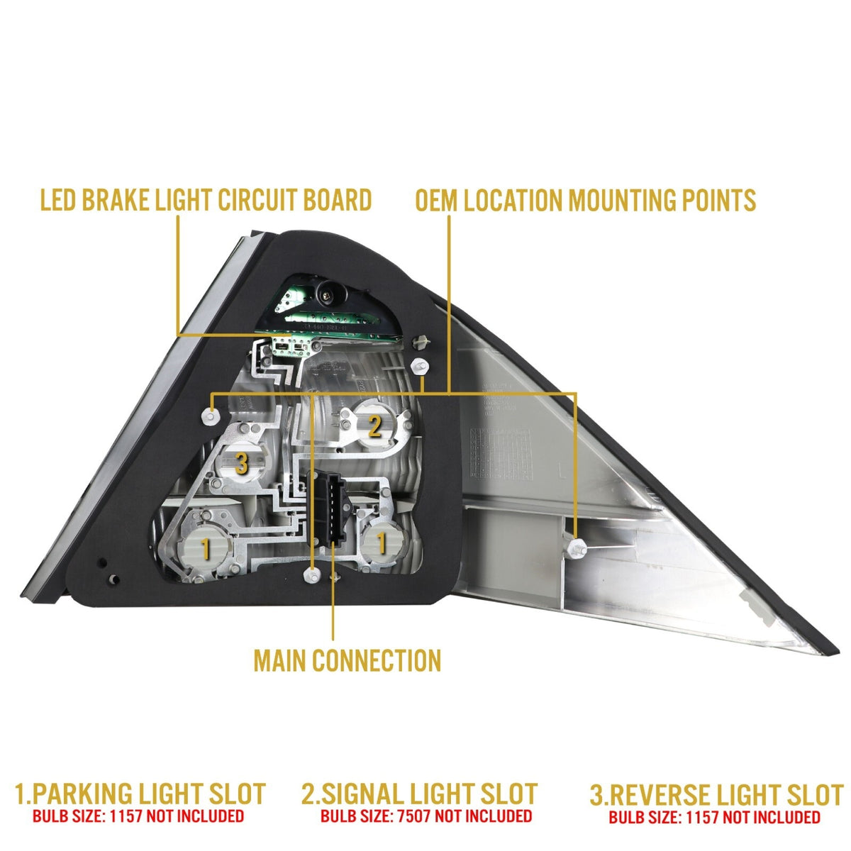 Back of the tail light with LED circuit board