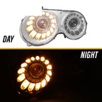 Day and night view of the amber signal