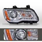 Pair halogen projector headlight rear housing angle for 2011-2014 Chrysler 300