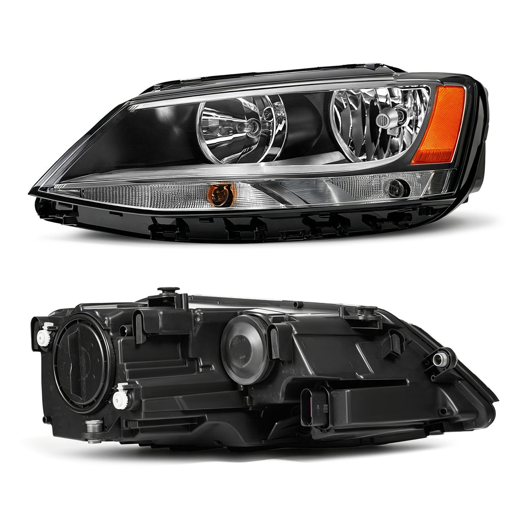 Pair halogen headlight rear housing angle for 2011-2018 Volkswagen Jetta